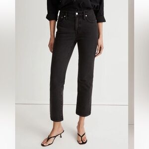Madewell Mid Rise Kick Out Cropped Jeans in Faded Black Wash, Size 31